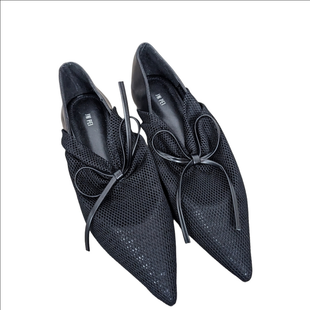 JW PEI Reilly Fishnet Bow Ballerina Flats Size 6 New - Picture 3 of 10